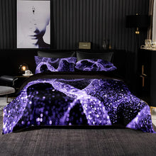 Carregar imagem no visualizador da galeria, Luxury Soft Bedding Set Purple Optical Tape Pattern Duvet Quilt Cover Pillowcase Romantic Euro Set for King Queen Size