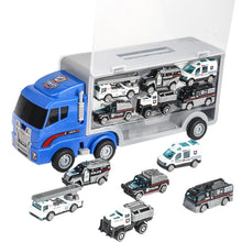 Carregar imagem no visualizador da galeria, 10 In 1 Construction Toys Truck Storage Die-cast Vehicle Transporter Car Set Excavator Dump Truck Digger Backhoe for Kids Gift