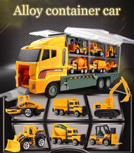 Carregar imagem no visualizador da galeria, 10 In 1 Construction Toys Truck Storage Die-cast Vehicle Transporter Car Set Excavator Dump Truck Digger Backhoe for Kids Gift