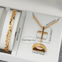 Carregar imagem no visualizador da galeria, 4PCS/Set Fashion Men's Watch Casual Gold Steel Band Analog Male Quartz Watches Jewelry Set(Without Box)