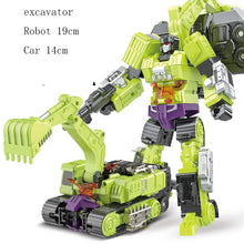 Carregar imagem no visualizador da galeria, 6 in 1 Transformation Robot Engineering Vehicle Action Figure DIY 2 In 1 Excavator Bulldozer Dump Truck Crane Toy For Boy Kids