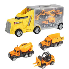 Carregar imagem no visualizador da galeria, 10 In 1 Construction Toys Truck Storage Die-cast Vehicle Transporter Car Set Excavator Dump Truck Digger Backhoe for Kids Gift