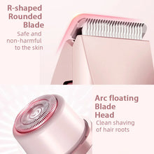 Carregar imagem no visualizador da galeria, Rechargeable Hair Removal Trimmer Dual Head Floating R-Shaped Blade Round Head for Wet Dry Use Waterproof Versatile Hair Clipper