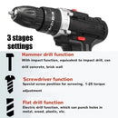 Gisam 88VF Electric Impact Drill Cordless Electric Screwdriver Drill Rechargeable Lithium Battery 2 Speeds Household Power Tools