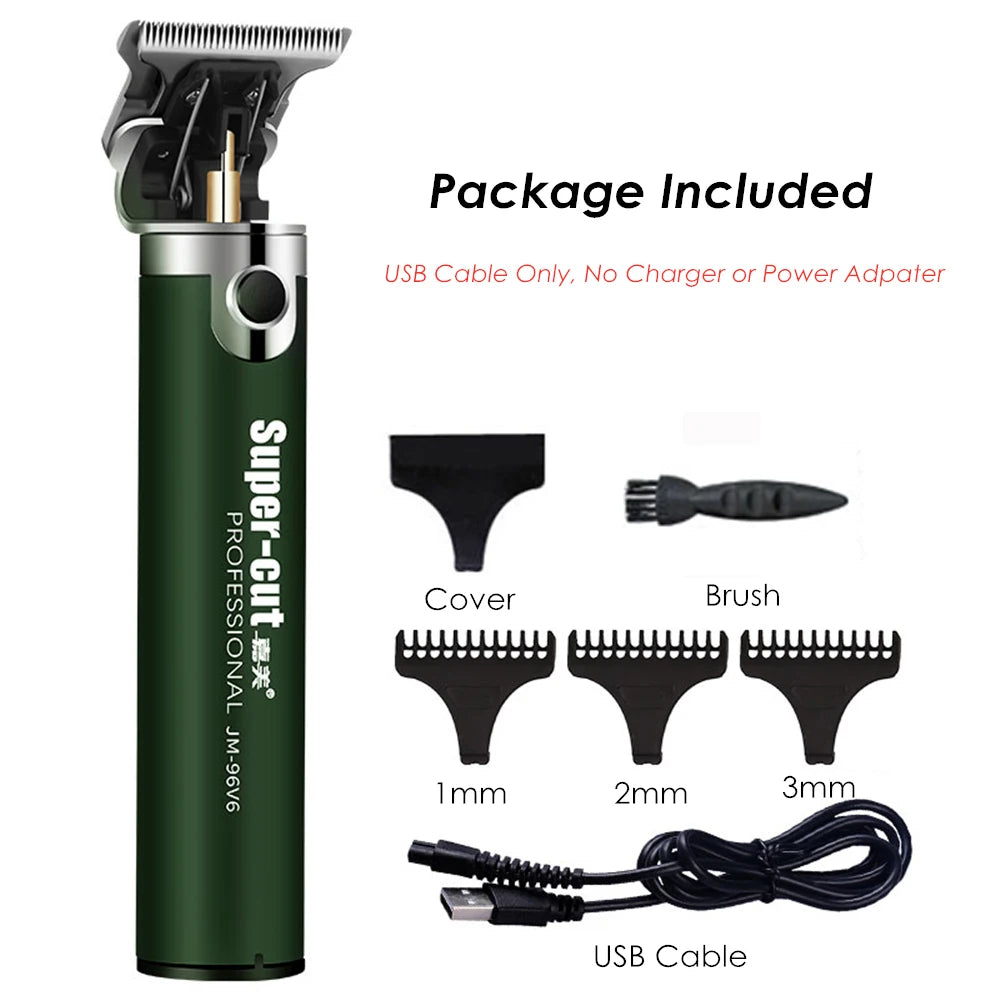 Professional USB Rechargeable Hair Clipper Electric Hair Trimmer Beard Shaving Machine 0mm Men Barber Haircut Tool 18650 Lithium