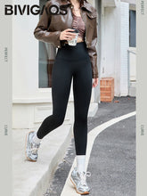 Carregar imagem no visualizador da galeria, BIVIGAOS Grey Fleece Warm Sharkskin Leggings Women Autumn Winter High Waist Tight  Slimming Push Up Butt Lifter Casual Leggings

