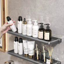 Carregar imagem no visualizador da galeria, Foldable Aluminum Vanity Shelf, 90 Degree, Waterproof, Hanging, Toiletries Organizer, Household Products, No Punch
