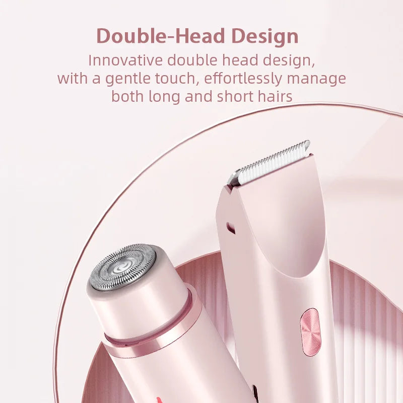 Rechargeable Hair Removal Trimmer Dual Head Floating R-Shaped Blade Round Head for Wet Dry Use Waterproof Versatile Hair Clipper