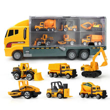 Carregar imagem no visualizador da galeria, 10 In 1 Construction Toys Truck Storage Die-cast Vehicle Transporter Car Set Excavator Dump Truck Digger Backhoe for Kids Gift
