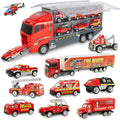 10 In 1 Construction Toys Truck Storage Die-cast Vehicle Transporter Car Set Excavator Dump Truck Digger Backhoe for Kids Gift