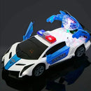 360° Rotating Police Car Toy with Sound & Light, Electric Automatic Openable Doors, Educational Vehicle Toy for Kids Gift