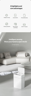 12/16L Smart Sensor Trash Can Bathroom Anti odor Automatic Trash Bin For Toilet White Electric Wastebasket