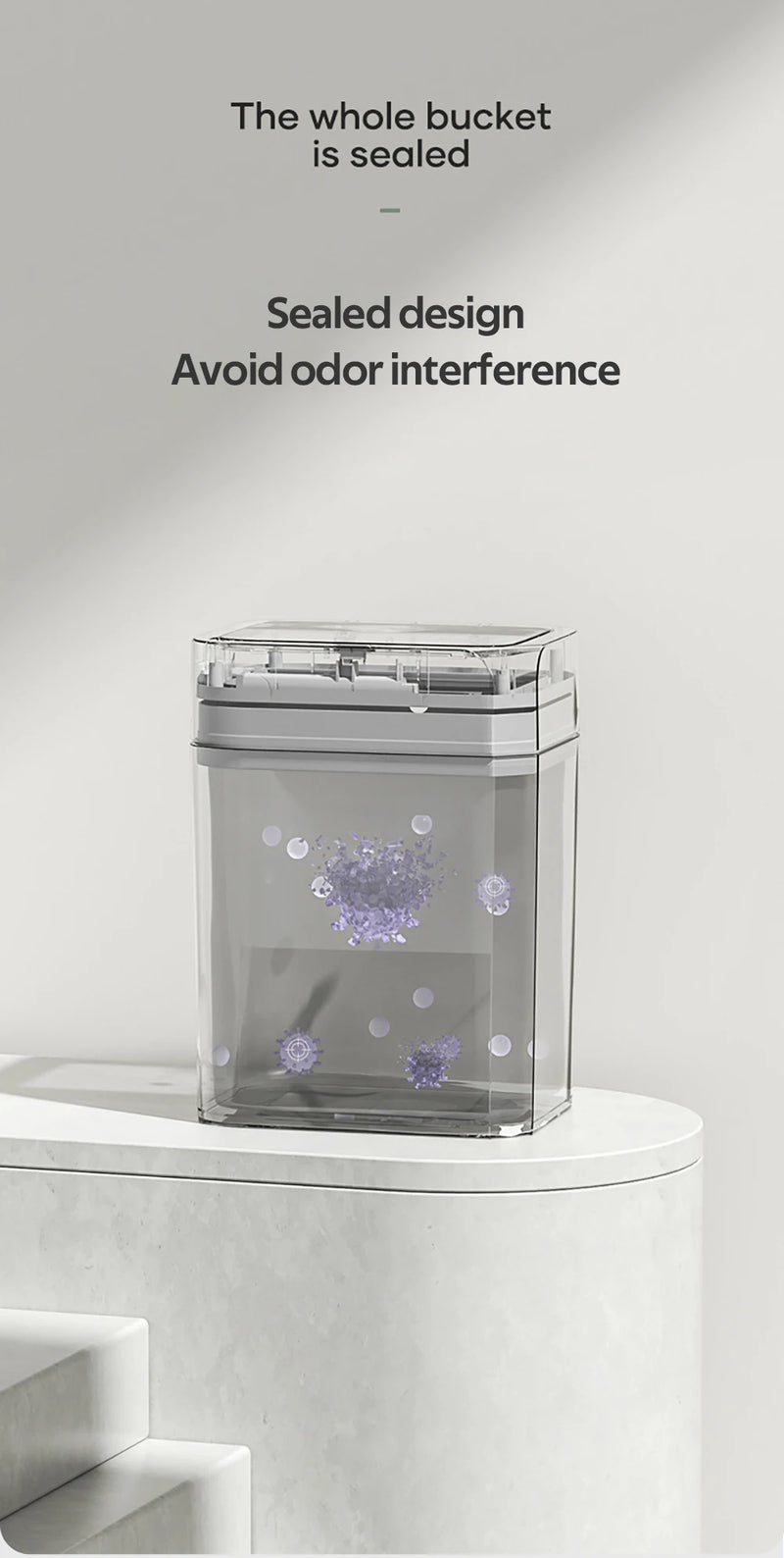 12/16L Smart Sensor Trash Can Bathroom Anti odor Automatic Trash Bin For Toilet White Electric Wastebasket