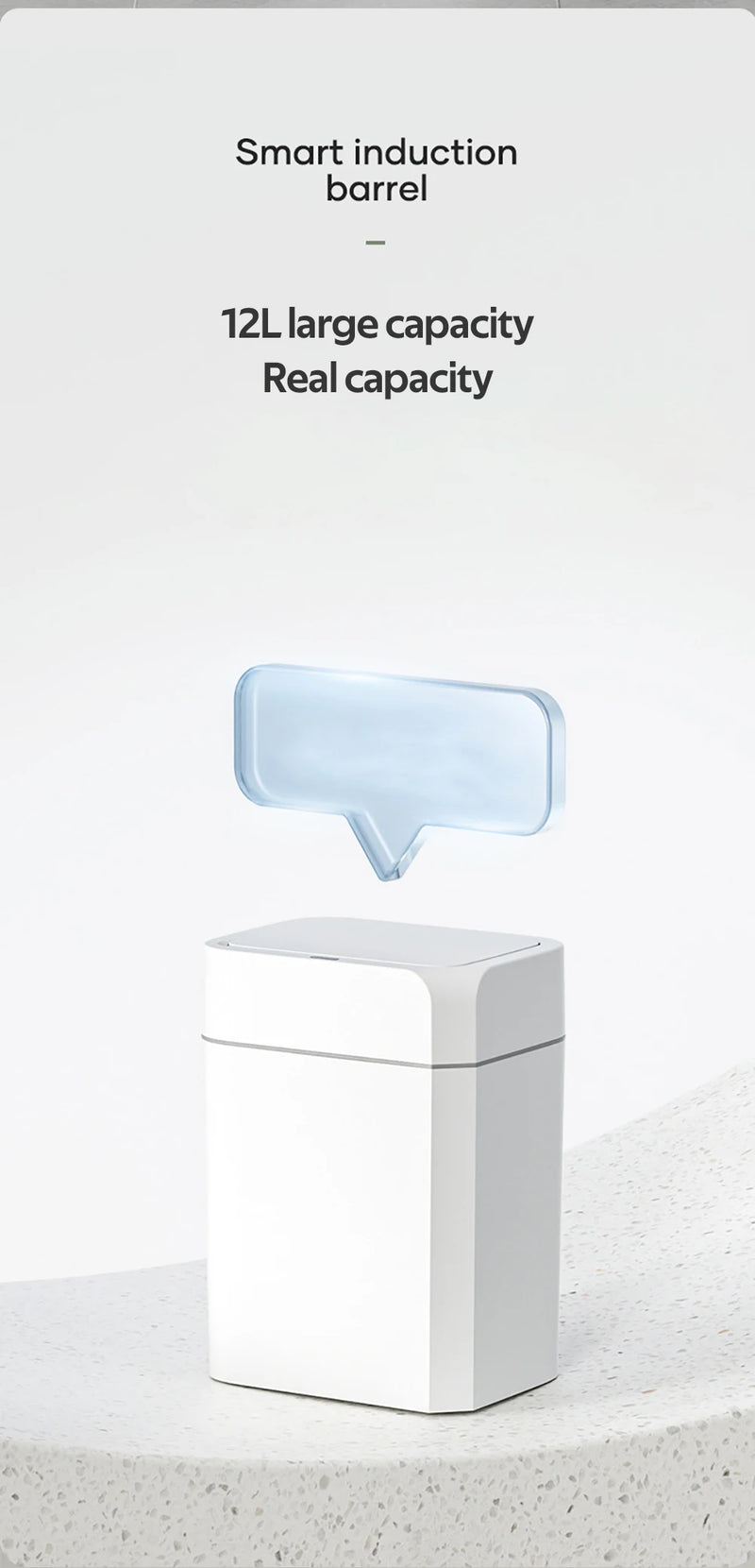 12/16L Smart Sensor Trash Can Bathroom Anti odor Automatic Trash Bin For Toilet White Electric Wastebasket