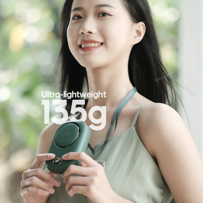 Mini Portable Outdoor Hand Fan Hanging Neck Fan USB Charging 2000mAh Battery Powered Wireless Table Air Cooling Fan