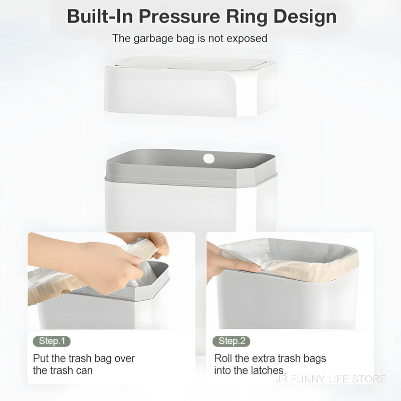 12/16L Smart Sensor Trash Can Bathroom Anti odor Automatic Trash Bin For Toilet White Electric Wastebasket