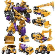 Carregar imagem no visualizador da galeria, 6 in 1 Transformation Robot Engineering Vehicle Action Figure DIY 2 In 1 Excavator Bulldozer Dump Truck Crane Toy For Boy Kids
