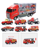 10 In 1 Construction Toys Truck Storage Die-cast Vehicle Transporter Car Set Excavator Dump Truck Digger Backhoe for Kids Gift