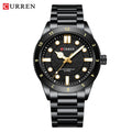 CURREN 8450  Men's Quartz Watch Business Blue Green Clock Analog Display Stainless Steel Strap Wrist Watches for Male