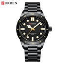 CURREN 8450  Men's Quartz Watch Business Blue Green Clock Analog Display Stainless Steel Strap Wrist Watches for Male
