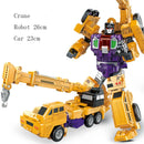 6 in 1 Transformation Robot Engineering Vehicle Action Figure DIY 2 In 1 Excavator Bulldozer Dump Truck Crane Toy For Boy Kids