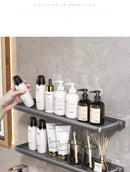 Foldable Aluminum Vanity Shelf, 90 Degree, Waterproof, Hanging, Toiletries Organizer, Household Products, No Punch