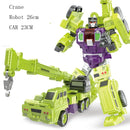 6 in 1 Transformation Robot Engineering Vehicle Action Figure DIY 2 In 1 Excavator Bulldozer Dump Truck Crane Toy For Boy Kids