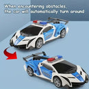 360° Rotating Police Car Toy with Sound & Light, Electric Automatic Openable Doors, Educational Vehicle Toy for Kids Gift