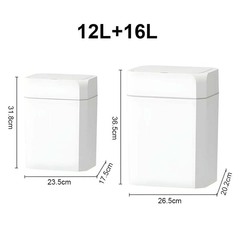 12/16L Smart Sensor Trash Can Bathroom Anti odor Automatic Trash Bin For Toilet White Electric Wastebasket