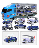 10 In 1 Construction Toys Truck Storage Die-cast Vehicle Transporter Car Set Excavator Dump Truck Digger Backhoe for Kids Gift