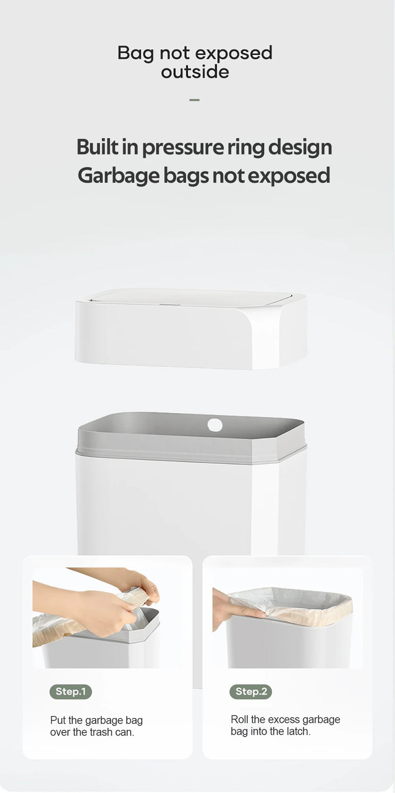 12/16L Smart Sensor Trash Can Bathroom Anti odor Automatic Trash Bin For Toilet White Electric Wastebasket