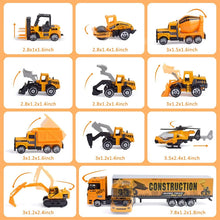 Carregar imagem no visualizador da galeria, 10 In 1 Construction Toys Truck Storage Die-cast Vehicle Transporter Car Set Excavator Dump Truck Digger Backhoe for Kids Gift
