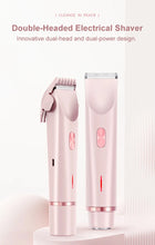 Carregar imagem no visualizador da galeria, Rechargeable Hair Removal Trimmer Dual Head Floating R-Shaped Blade Round Head for Wet Dry Use Waterproof Versatile Hair Clipper
