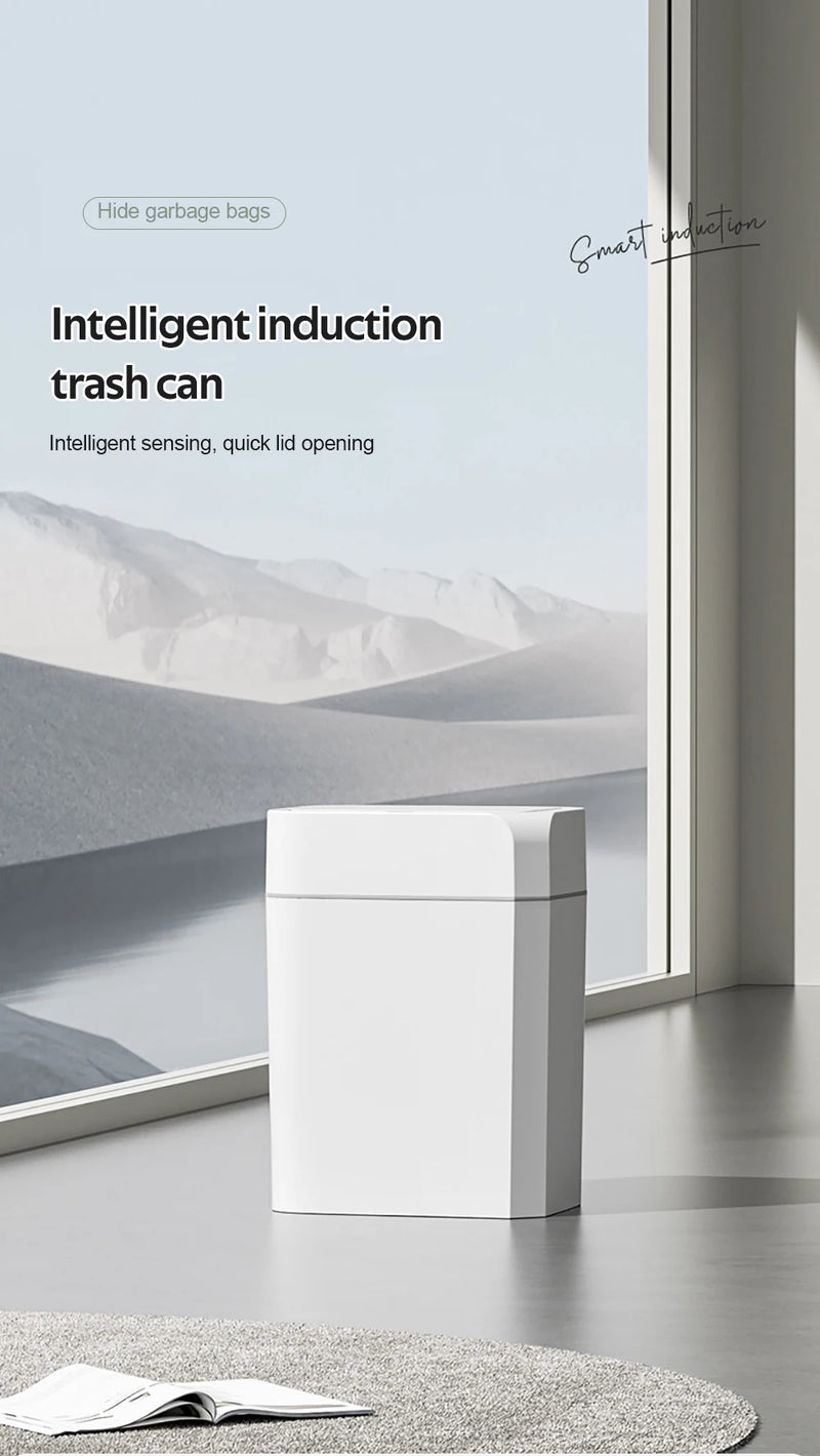 12/16L Smart Sensor Trash Can Bathroom Anti odor Automatic Trash Bin For Toilet White Electric Wastebasket