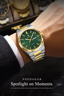 POEDAGAR Fashion Luxury Men Watch Date Week Waterproof Luminous Stainless Steel Watches For Man Business Quartz Men's Wristwatch