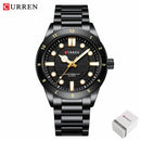 CURREN 8450  Men's Quartz Watch Business Blue Green Clock Analog Display Stainless Steel Strap Wrist Watches for Male