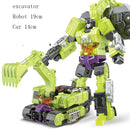 6 in 1 Transformation Robot Engineering Vehicle Action Figure DIY 2 In 1 Excavator Bulldozer Dump Truck Crane Toy For Boy Kids