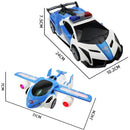 360° Rotating Police Car Toy with Sound & Light, Electric Automatic Openable Doors, Educational Vehicle Toy for Kids Gift
