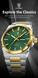 POEDAGAR Fashion Luxury Men Watch Date Week Waterproof Luminous Stainless Steel Watches For Man Business Quartz Men's Wristwatch