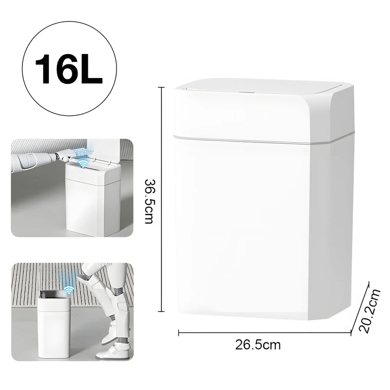 12/16L Smart Sensor Trash Can Bathroom Anti odor Automatic Trash Bin For Toilet White Electric Wastebasket