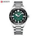 CURREN 8450  Men's Quartz Watch Business Blue Green Clock Analog Display Stainless Steel Strap Wrist Watches for Male