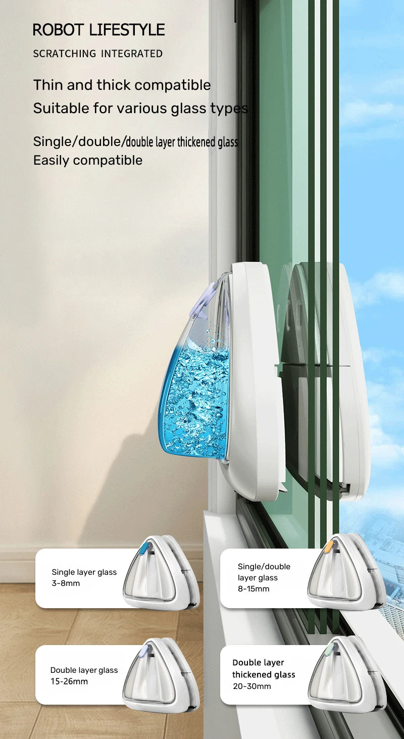 Magnetic Window Cleaner Double Glass Water Anti Pinch Automatic Water Outlet Glass Wiper Adjustable Super Strong Magnet 3mm-35mm