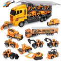 10 In 1 Construction Toys Truck Storage Die-cast Vehicle Transporter Car Set Excavator Dump Truck Digger Backhoe for Kids Gift