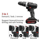 Gisam 88VF Electric Impact Drill Cordless Electric Screwdriver Drill Rechargeable Lithium Battery 2 Speeds Household Power Tools