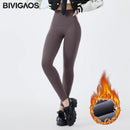 BIVIGAOS Grey Fleece Warm Sharkskin Leggings Women Autumn Winter High Waist Tight  Slimming Push Up Butt Lifter Casual Leggings