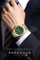 POEDAGAR Fashion Luxury Men Watch Date Week Waterproof Luminous Stainless Steel Watches For Man Business Quartz Men's Wristwatch