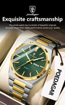 POEDAGAR Fashion Luxury Men Watch Date Week Waterproof Luminous Stainless Steel Watches For Man Business Quartz Men's Wristwatch