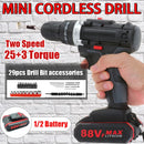 Gisam 88VF Electric Impact Drill Cordless Electric Screwdriver Drill Rechargeable Lithium Battery 2 Speeds Household Power Tools