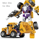 6 in 1 Transformation Robot Engineering Vehicle Action Figure DIY 2 In 1 Excavator Bulldozer Dump Truck Crane Toy For Boy Kids