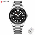 CURREN 8450  Men's Quartz Watch Business Blue Green Clock Analog Display Stainless Steel Strap Wrist Watches for Male